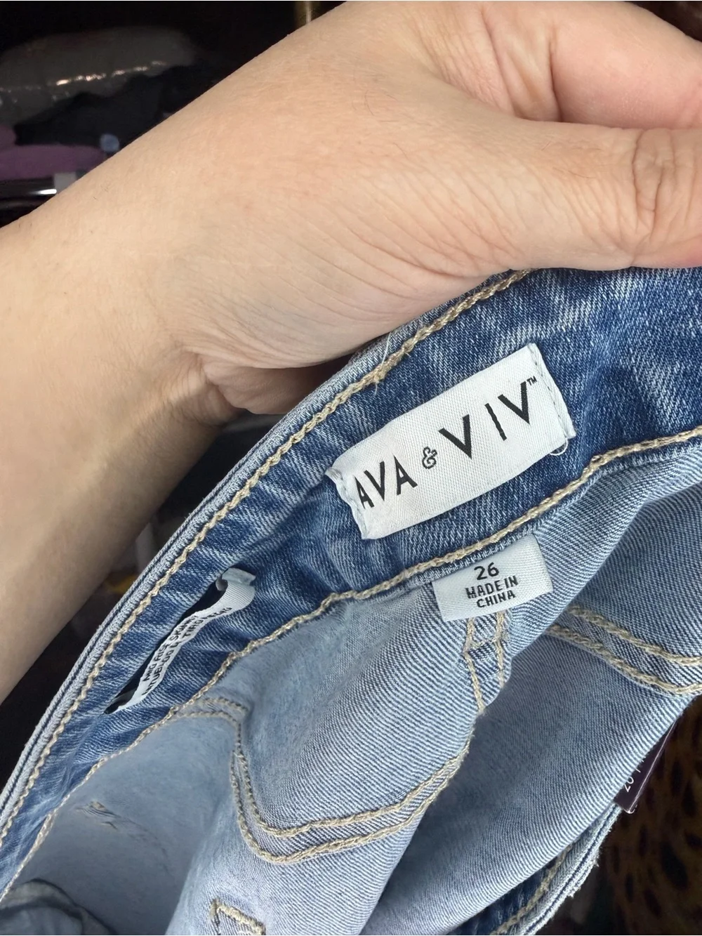 Ava & Viv Light Wash Skinny Jeans with Knee Distress & raw hem